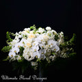 Elegant white sympathy flower arrangement for peace and remembrance — Ultimate Floral Designs, Great Falls, VA
