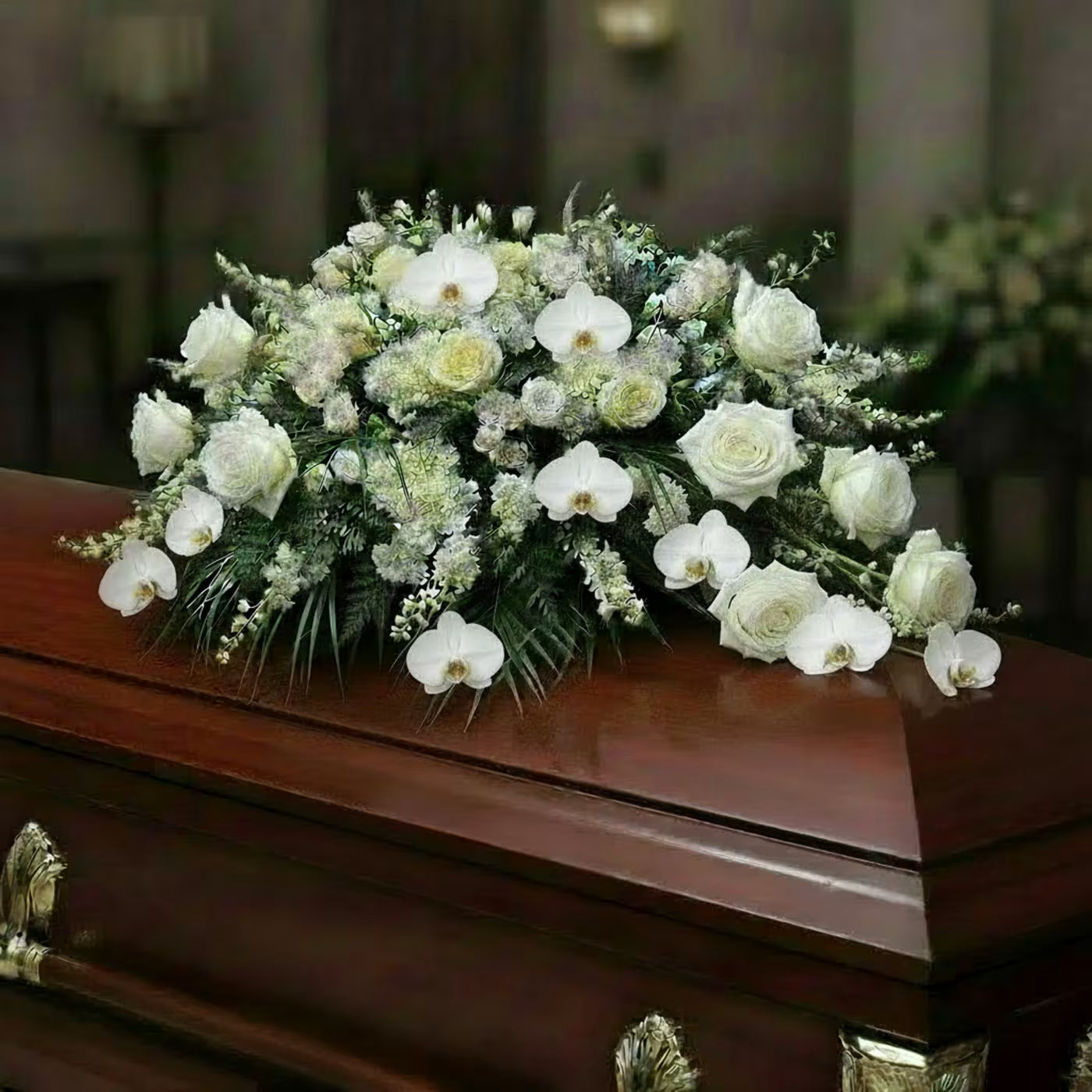 Eternal Peace White Casket Spray